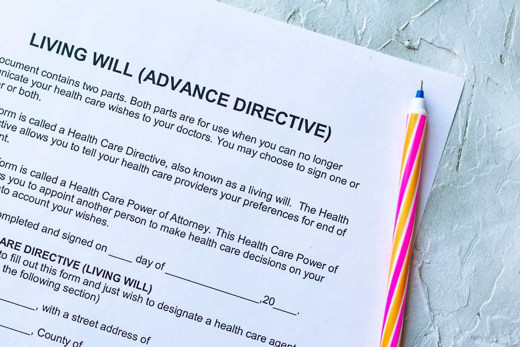 Living Will Advance Directive form